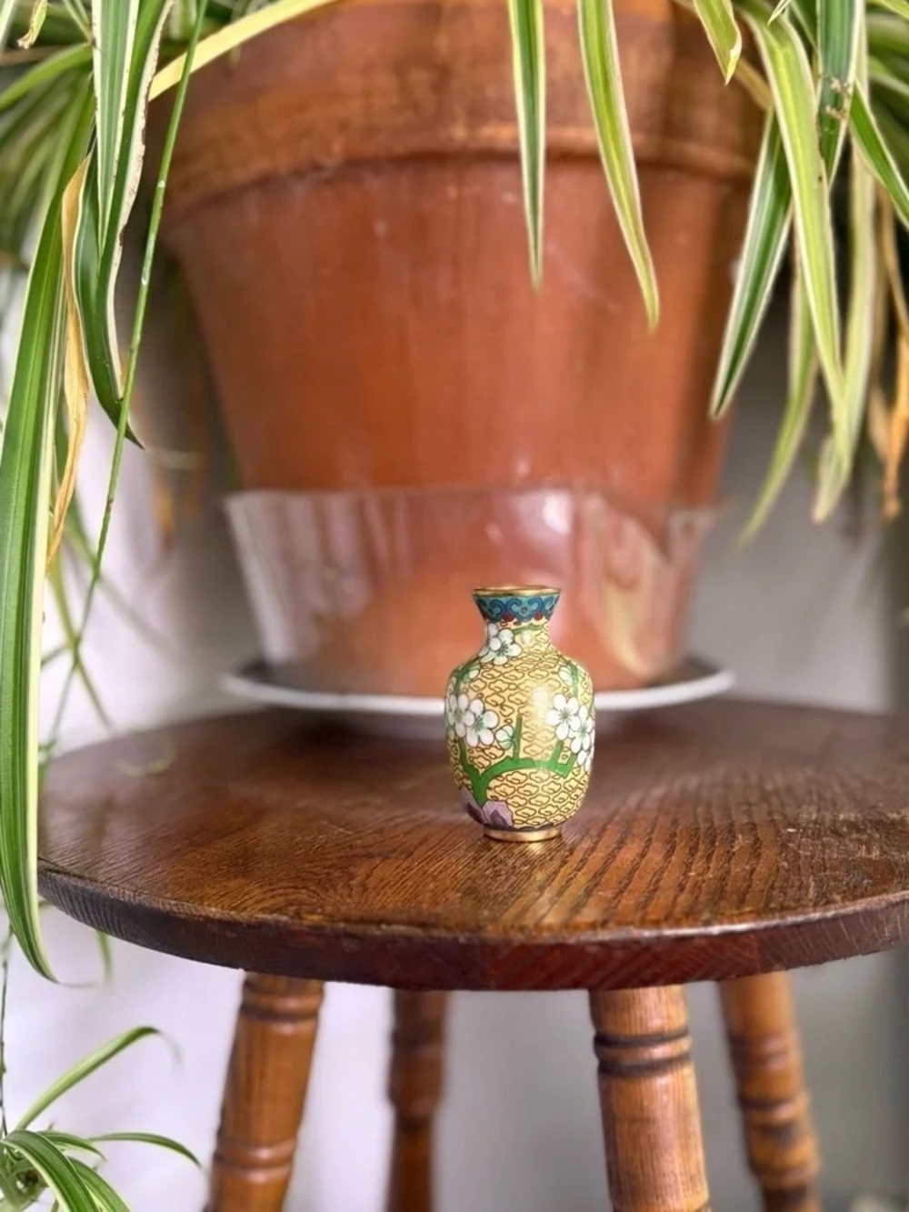 Decorative Yellow Floral Cloisonné Mini Vase - Brand Unspecified